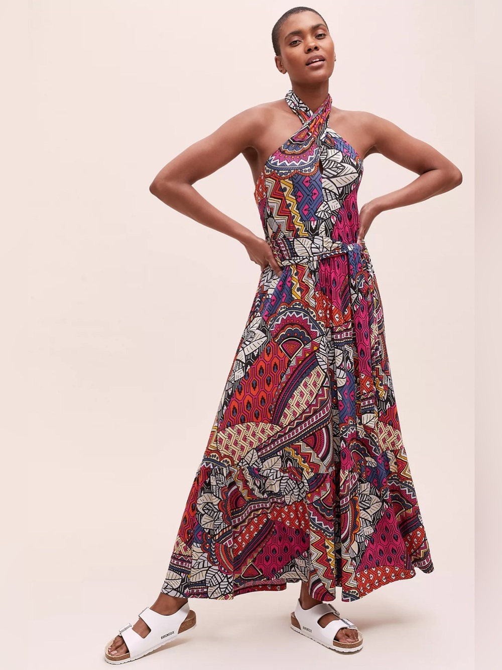 NWT Maeve Cynthia Anthropologie Halter Maxi Dress Medium New Stretchy Summer